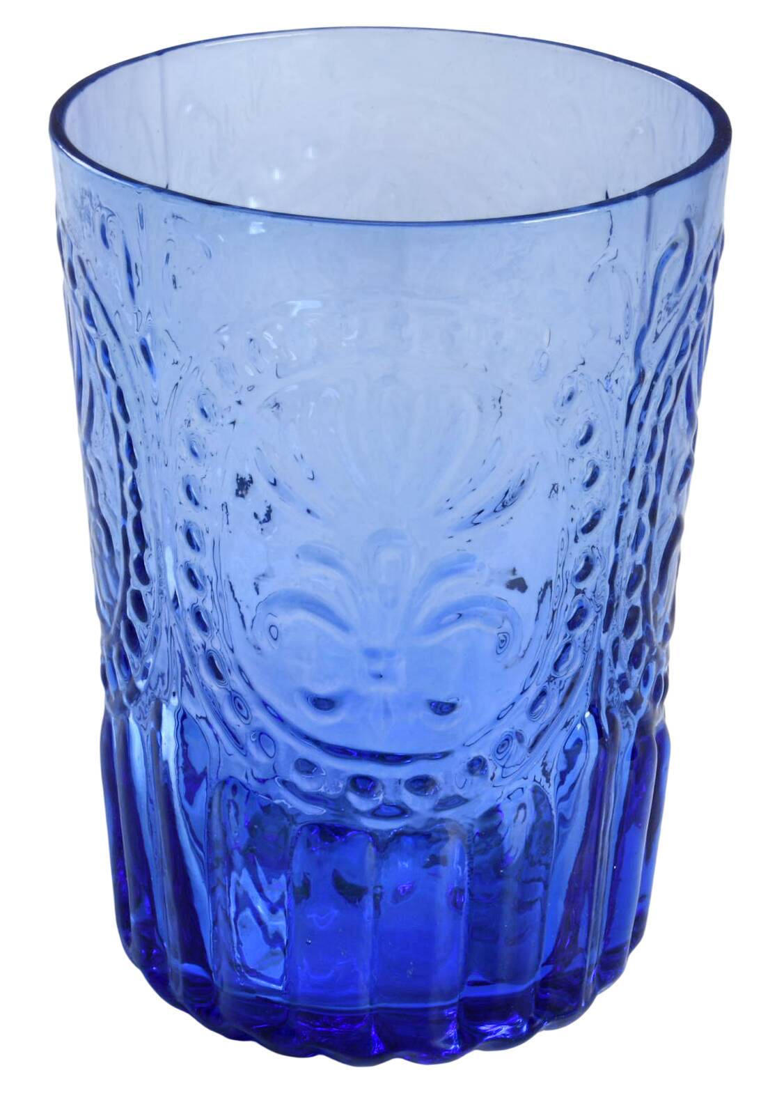 Fleur de Lis 12 Oz Blue Flat Tumbler by Anthropologie Glass-1