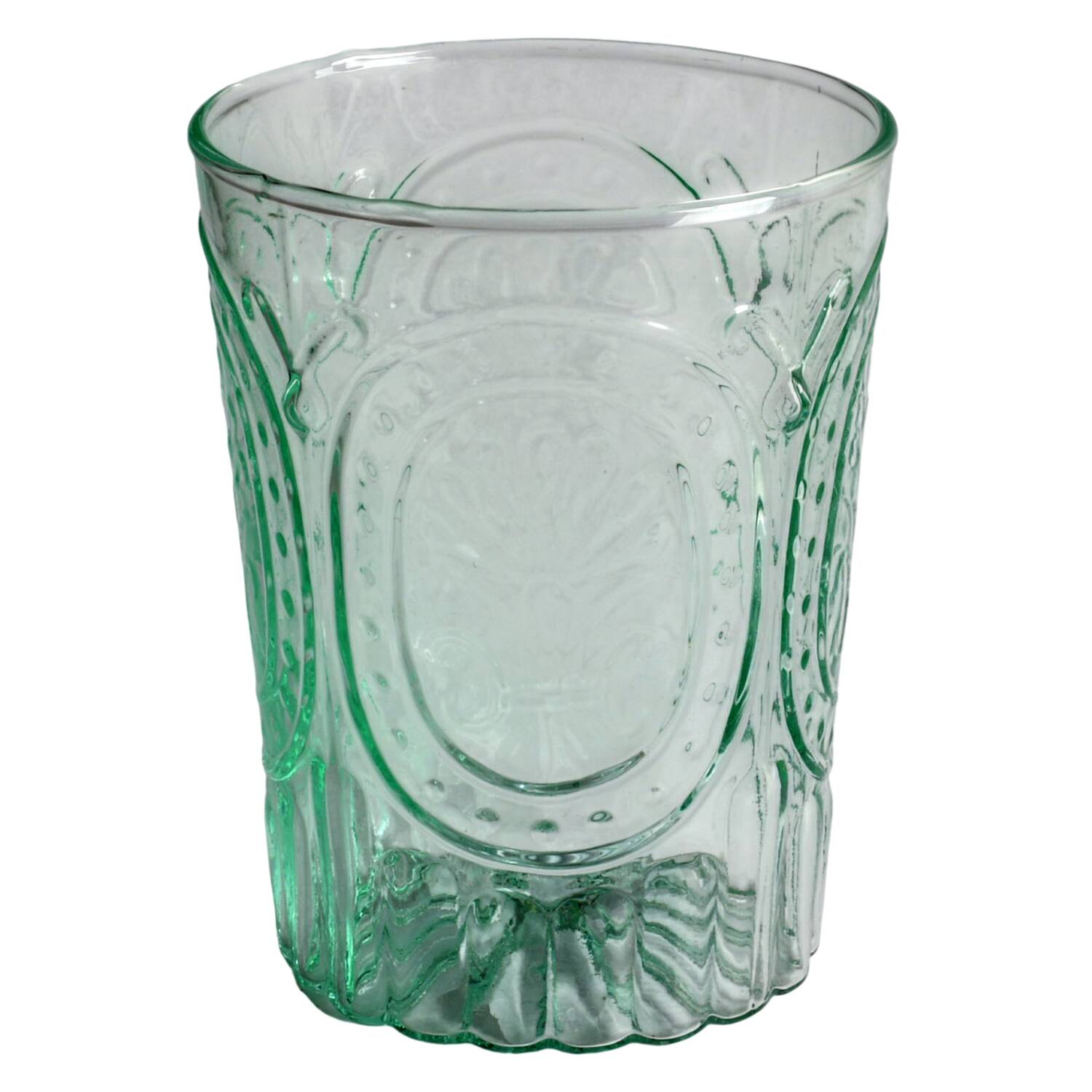 Fleur de Lis 10 Oz Light Green Flat Tumbler by Anthropologie Glass-1