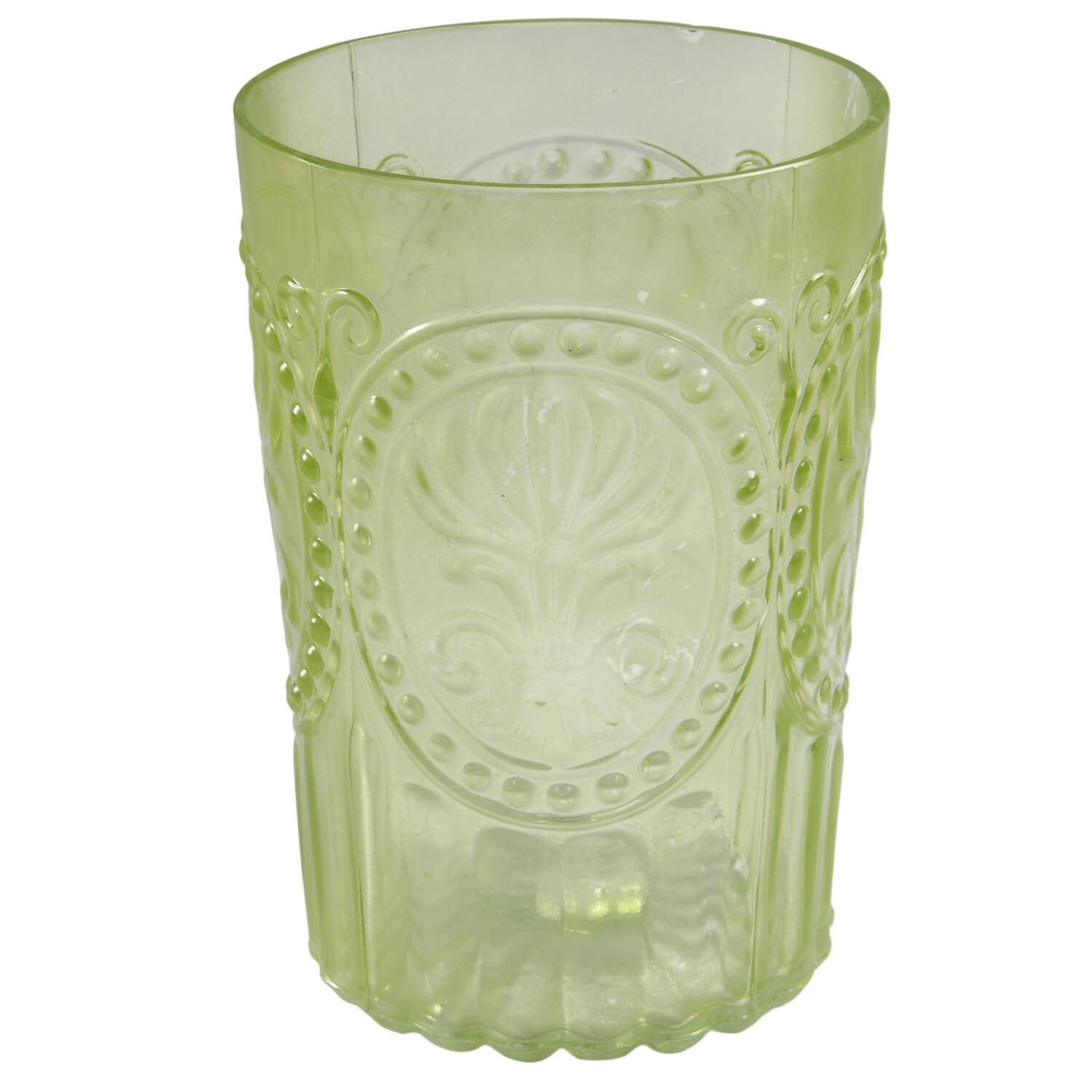 Fleur de Lis 9 Oz Chartreuse Flat Tumbler by Anthropologie Glass-1