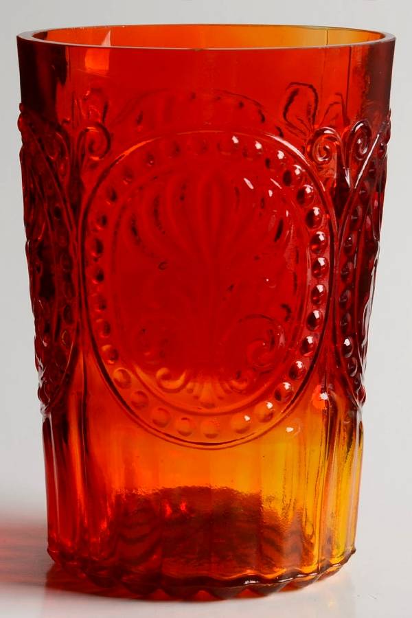 Fleur de Lis 12 Oz Amber Flat Tumbler by Anthropologie Glass-1