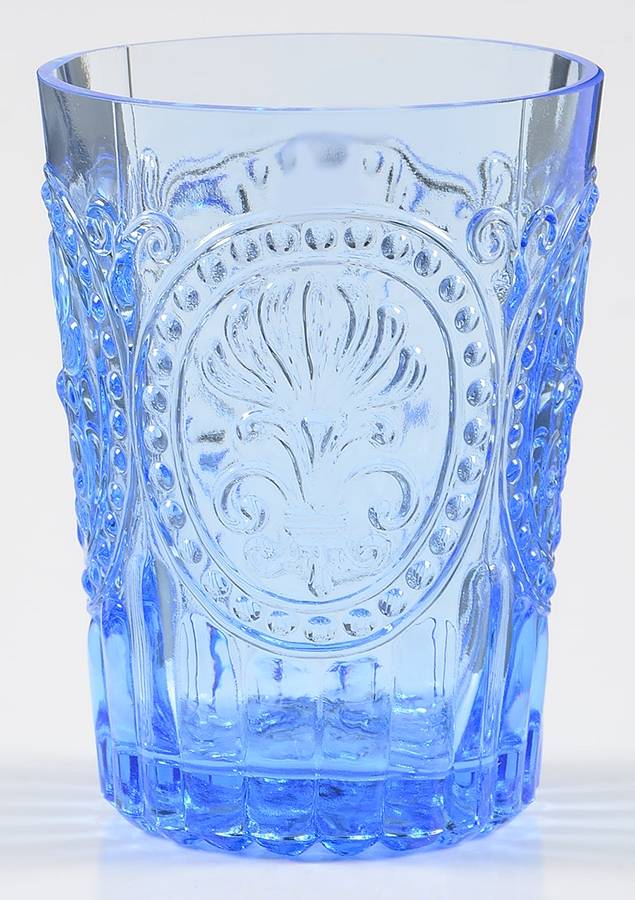Fleur de Lis 5 Oz Blue Flat Tumbler by Anthropologie Glass-1