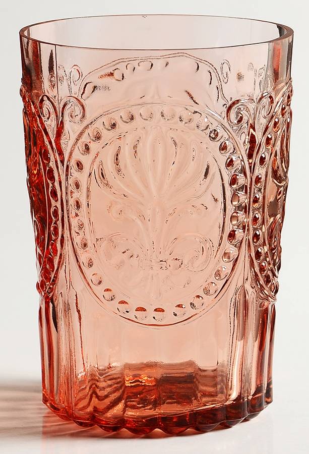 Fleur de Lis 9 Oz Rose Flat Tumbler by Anthropologie Glass-1