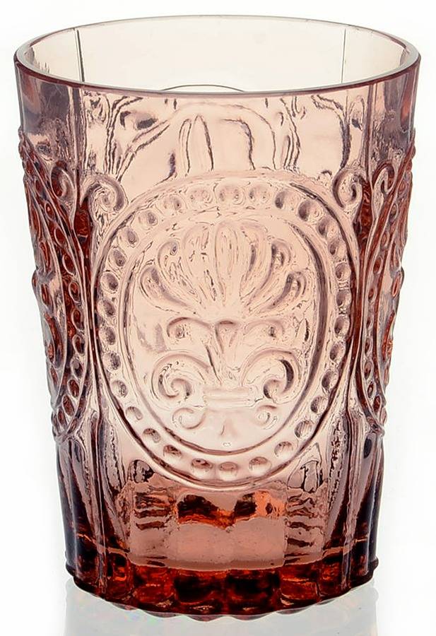 Fleur de Lis 6 Oz Pink Flat Tumbler by Anthropologie Glass-1