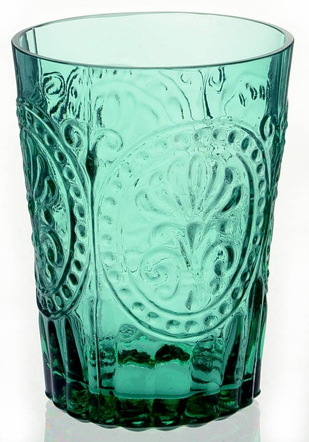 Fleur de Lis Dark Green 6 Oz Flat Tumbler by Anthropologie Glass-1