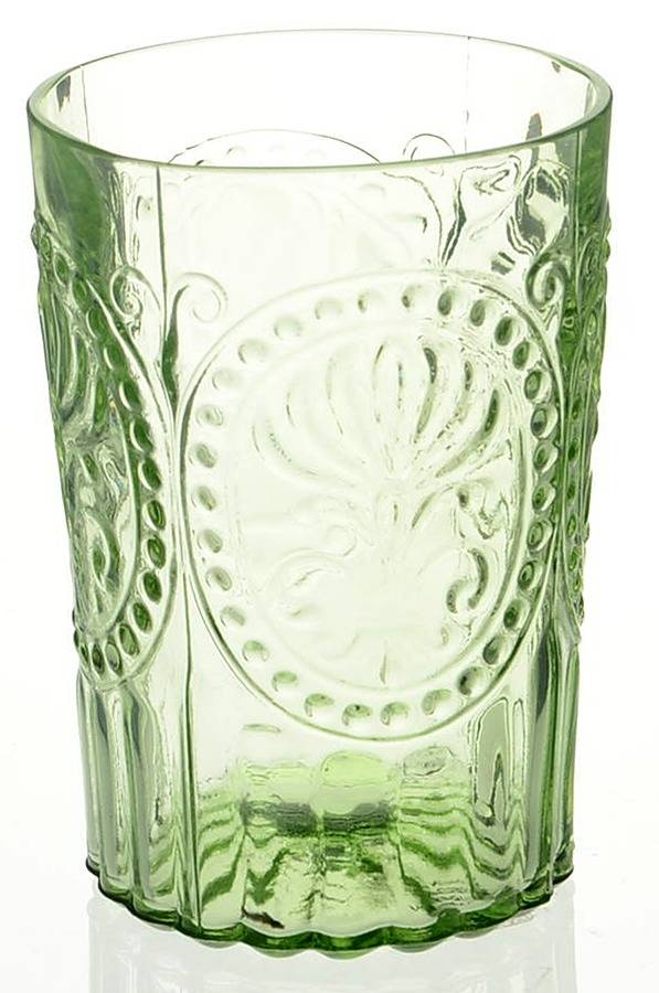 Fleur de Lis 12 Oz Light Green Flat Tumbler by Anthropologie Glass-1