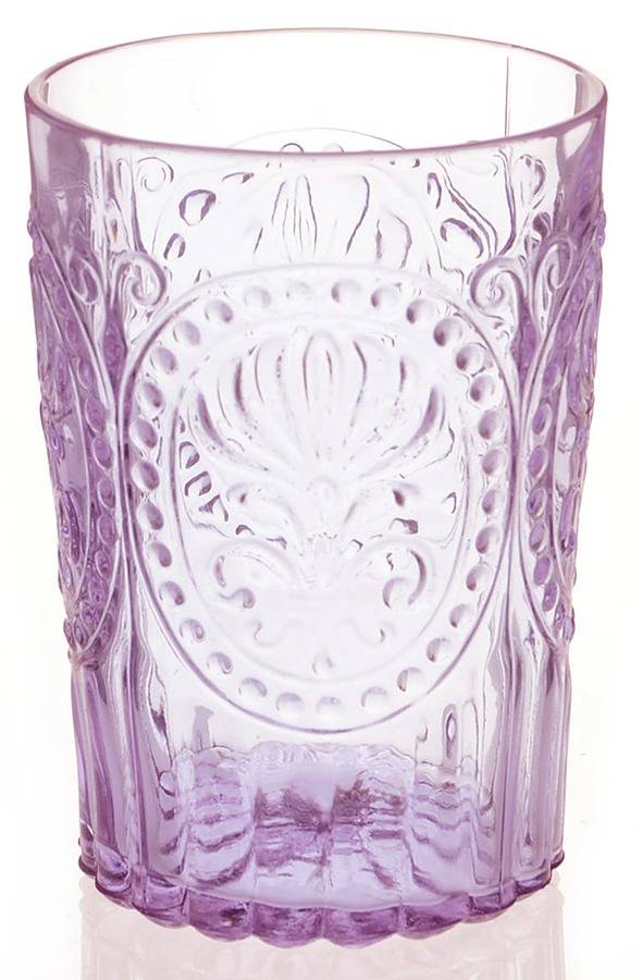 Fleur de Lis 12 Oz Amethyst Flat Tumbler by Anthropologie Glass-1