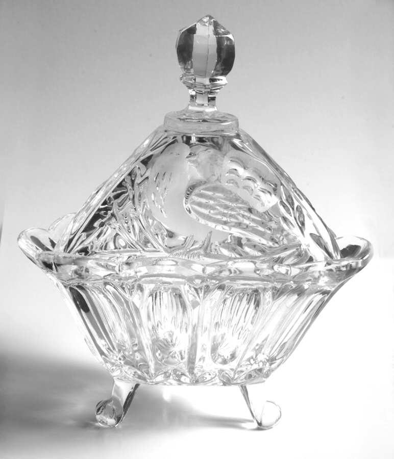 Bird Collection 3-Footed Candy Dish with Lid by Action Industries-1