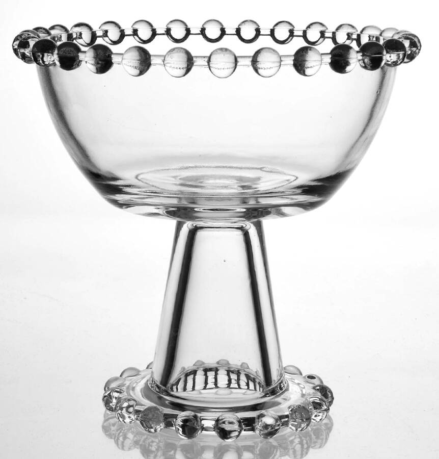 Beaded Clear Round Compote (Height X Width) by Ambiance Crystal-1