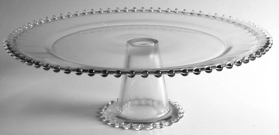 Beaded Clear 12" Diameter Cake Stand/Pedestal by Ambiance Crystal-1