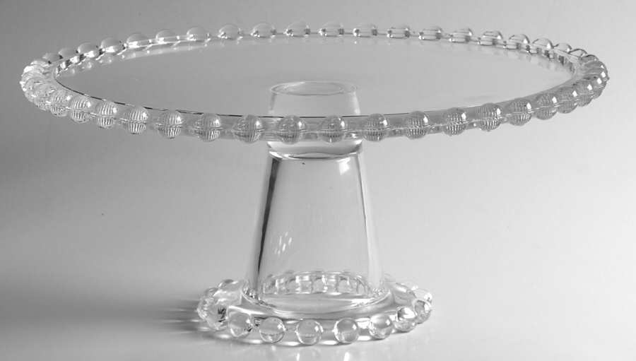 Beaded Clear 10" Diameter Pedestal Cake Stand No Dome by Ambiance Crystal-1