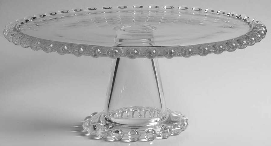 Beaded Clear 11" Diameter Pedestal Cake Stand No Dome by Ambiance Crystal-1