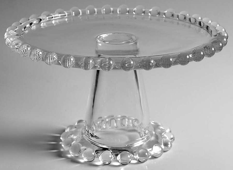 Beaded Clear 8" Diameter High Cake Stand by Ambiance Crystal-1