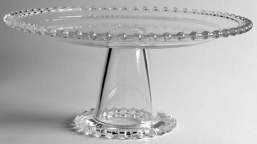 Beaded Clear 10" Diameter High Cake Stand by Ambiance Crystal-1