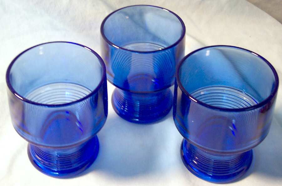 Georgian Ribbed Cobalt Blue Flat Tumbler by Hazel-Atlas-1