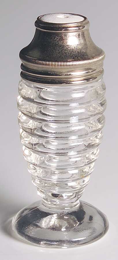 Concentric Rings Clear Footed Shaker & Metal Lid by Hazel-Atlas-1