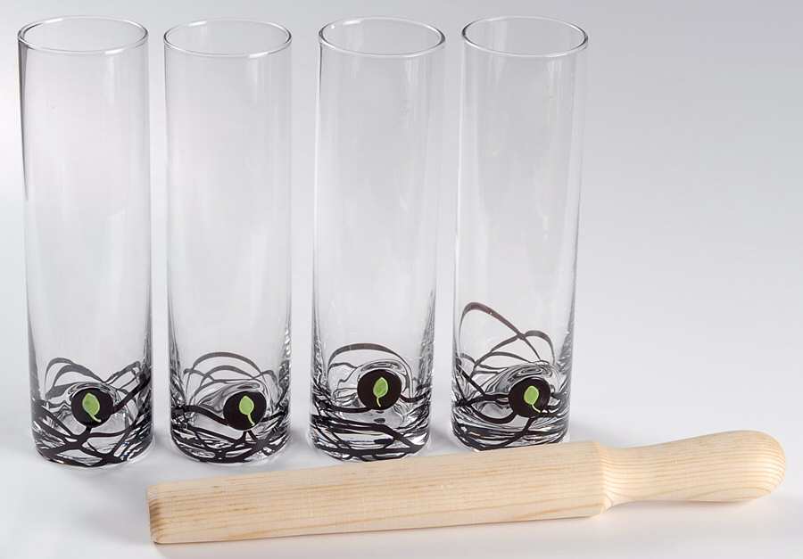 Mojito 4 Mojito Glasses & Wood Muddler by Artland-1