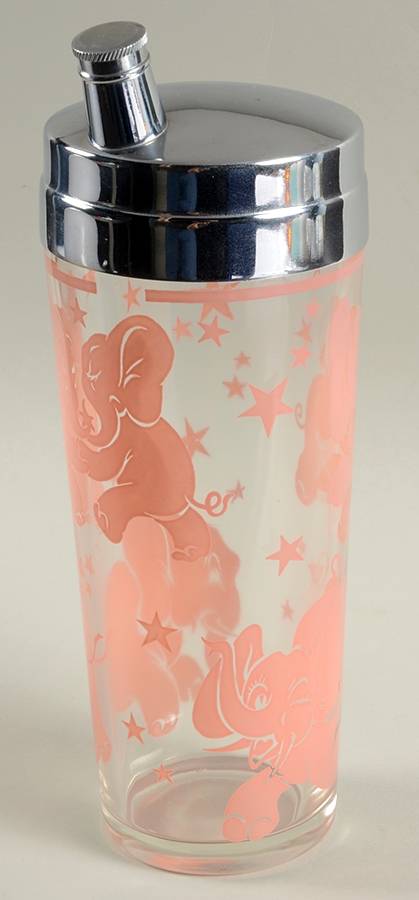 Pink Elephant Cocktail Shaker & Lid by Hazel-Atlas-1
