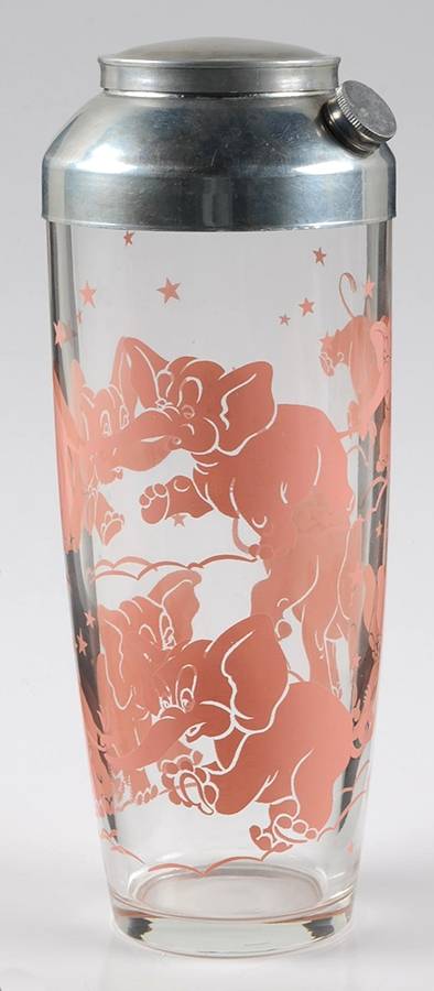Pink Elephant Cocktail Shaker & Lid by Hazel-Atlas-1