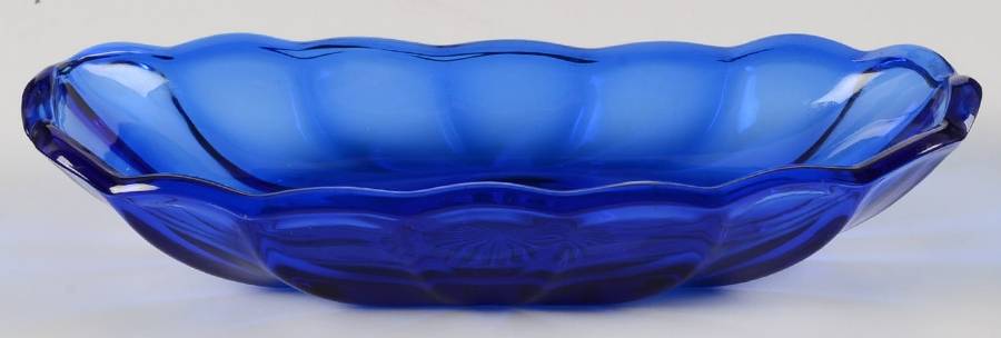Fountainware Cobalt Blue Flat Banana Split by Anchor Hocking-1