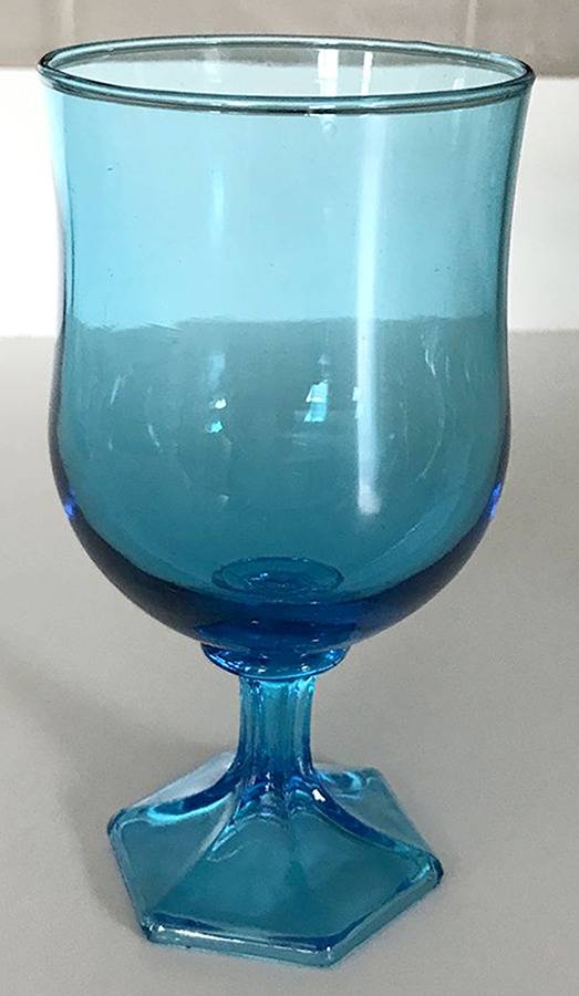 Flair Blue (Laser) (Multi Side Foot) Water Goblet by Anchor Hocking-1