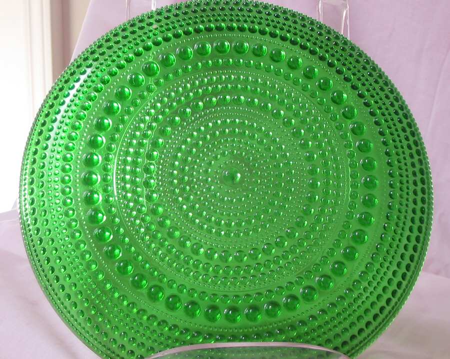 Kastehelmi Green Plate by Arabia Crystal-1