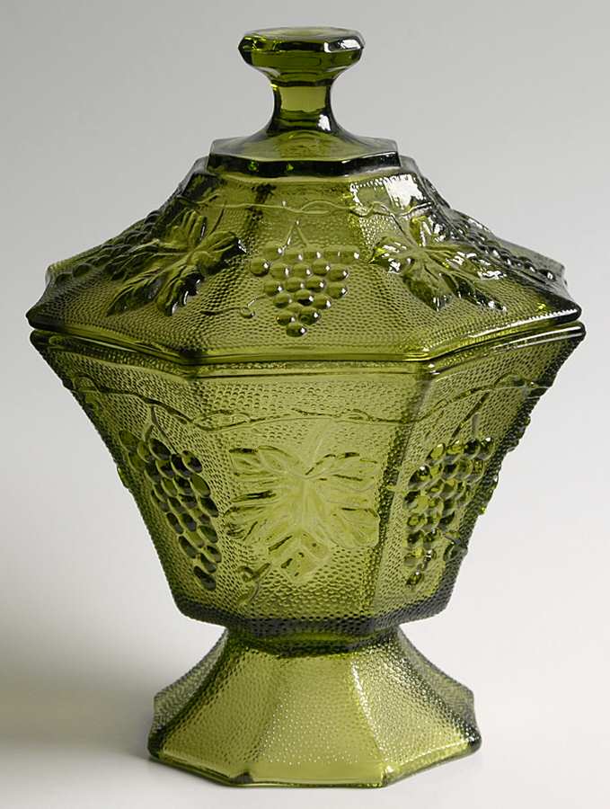 Vintage Green (Avocado) Candy Dish & Lid by Anchor Hocking-1