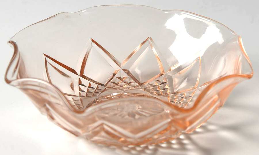 Diamond Arches Pink Small Fruit Dessert Bowl by Hazel-Atlas-1