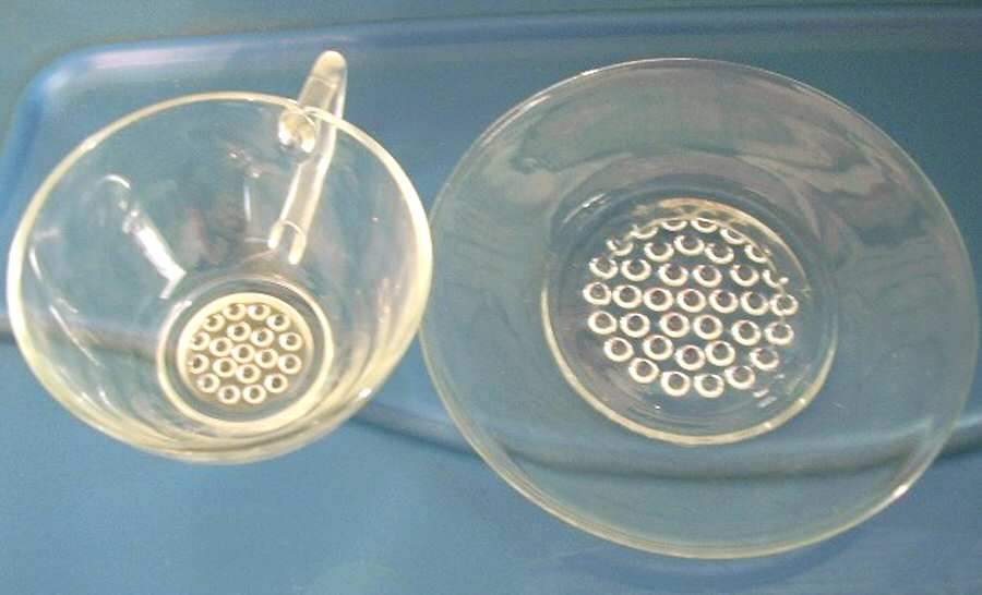 Hobnail Clear Cup & Saucer Set by Hazel-Atlas-1