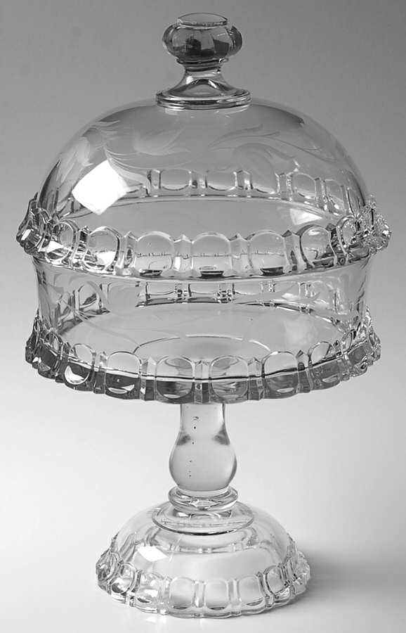 Apollo Clear Etched Round Compote & Lid (Height X Width) by Adams & Co-1