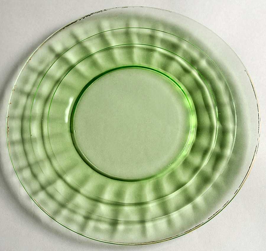 Block Optic Green (Gold Trim) Salad Plate by Anchor Hocking-1