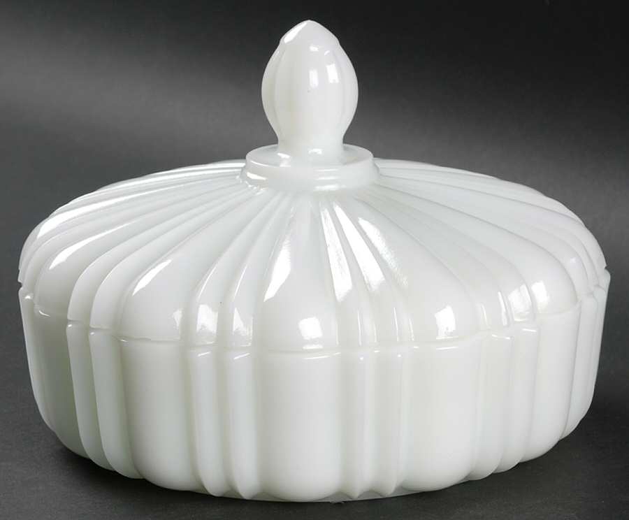 Old Cafe Milk Glass Candy Dish & Lid by Anchor Hocking-1