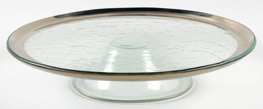 Roman Antique Platinum 13" Diameter Cake Stand/Pedestal by Annieglass-1