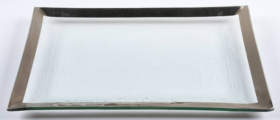 Roman Antique Platinum 14" Rectangular Tray by Annieglass-1
