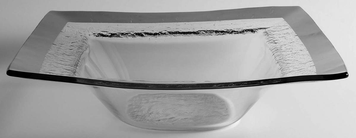 Roman Antique Platinum 11" Deep Square Bowl by Annieglass-1