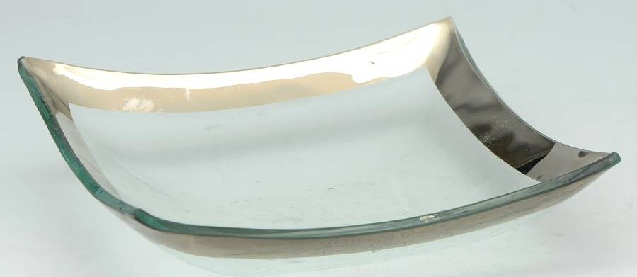 Roman Antique Platinum 7" Square Bowl by Annieglass-1