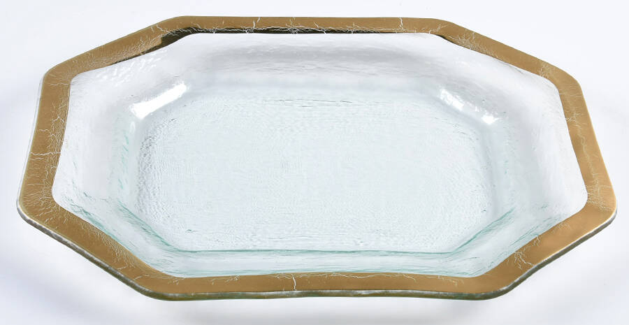 Roman Antique Gold 14" Octagonal Serving Platter by Annieglass-1