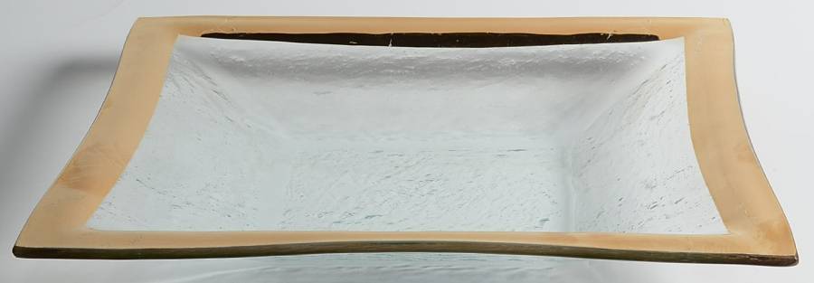 Roman Antique Gold 12" Square Bowl by Annieglass-1