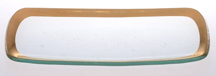 Roman Antique Gold 9" Oblong Relish by Annieglass-1