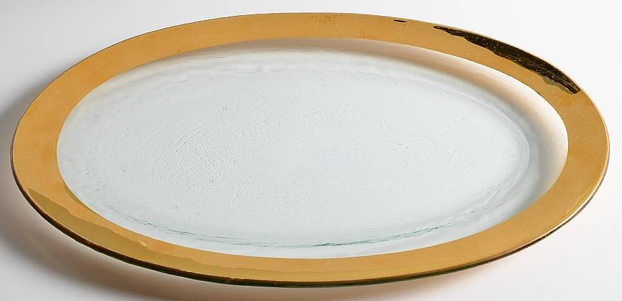 Roman Antique Gold 17" Oval Platter by Annieglass-1