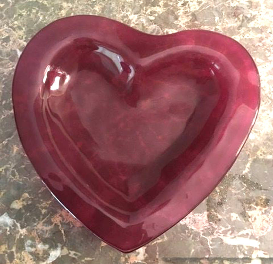 Hearts Amethyst 8" Heart Bowl by Annieglass-1