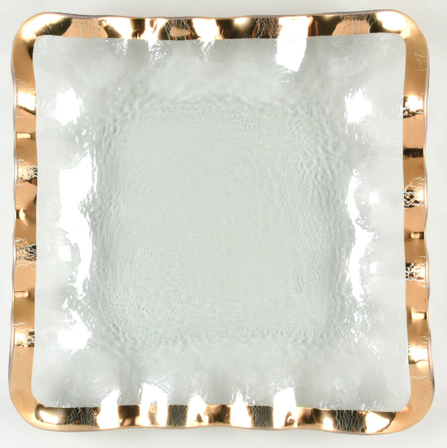 Ruffle Gold 14" Square Platter by Annieglass-1