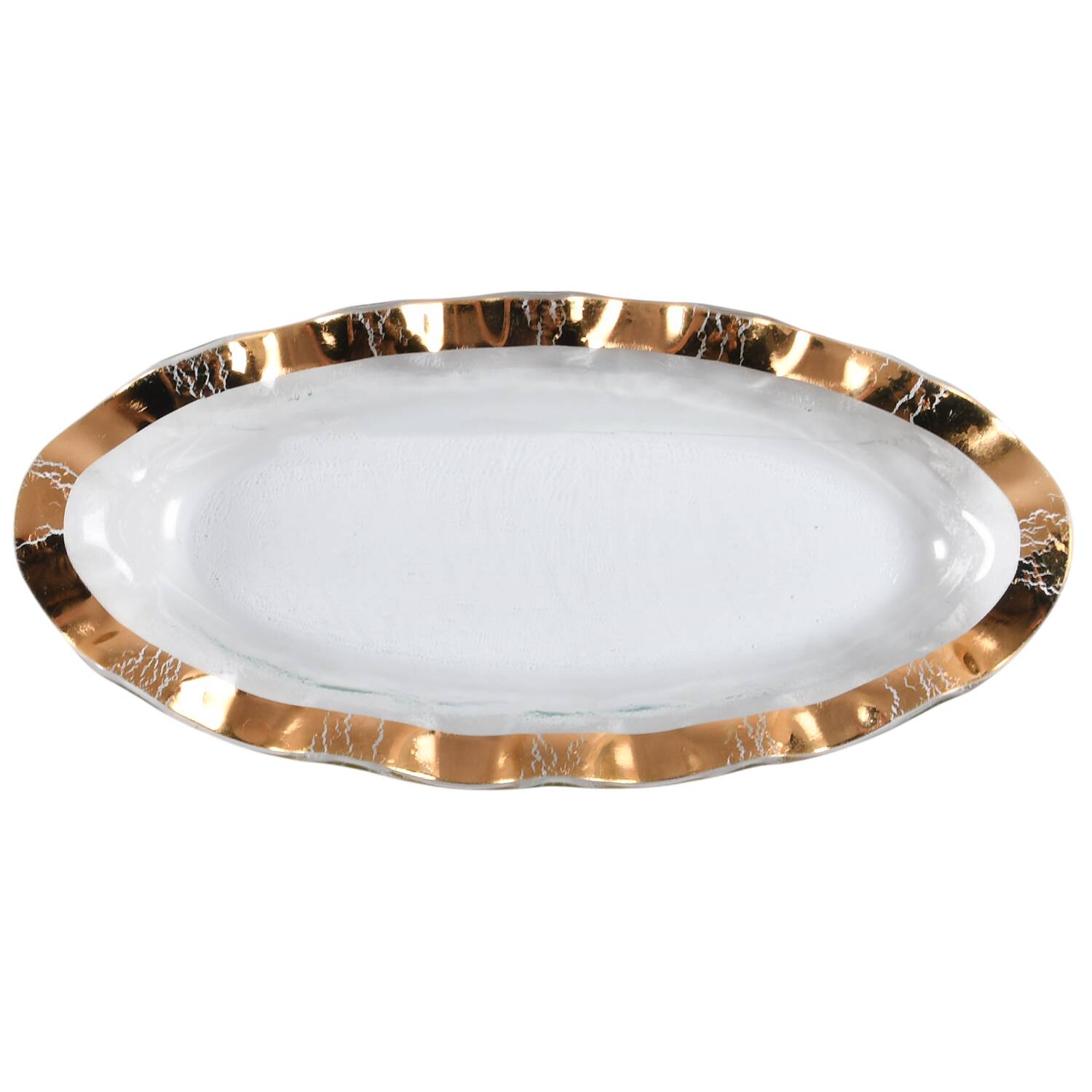 Ruffle Gold 13" Oval Tray by Annieglass-1