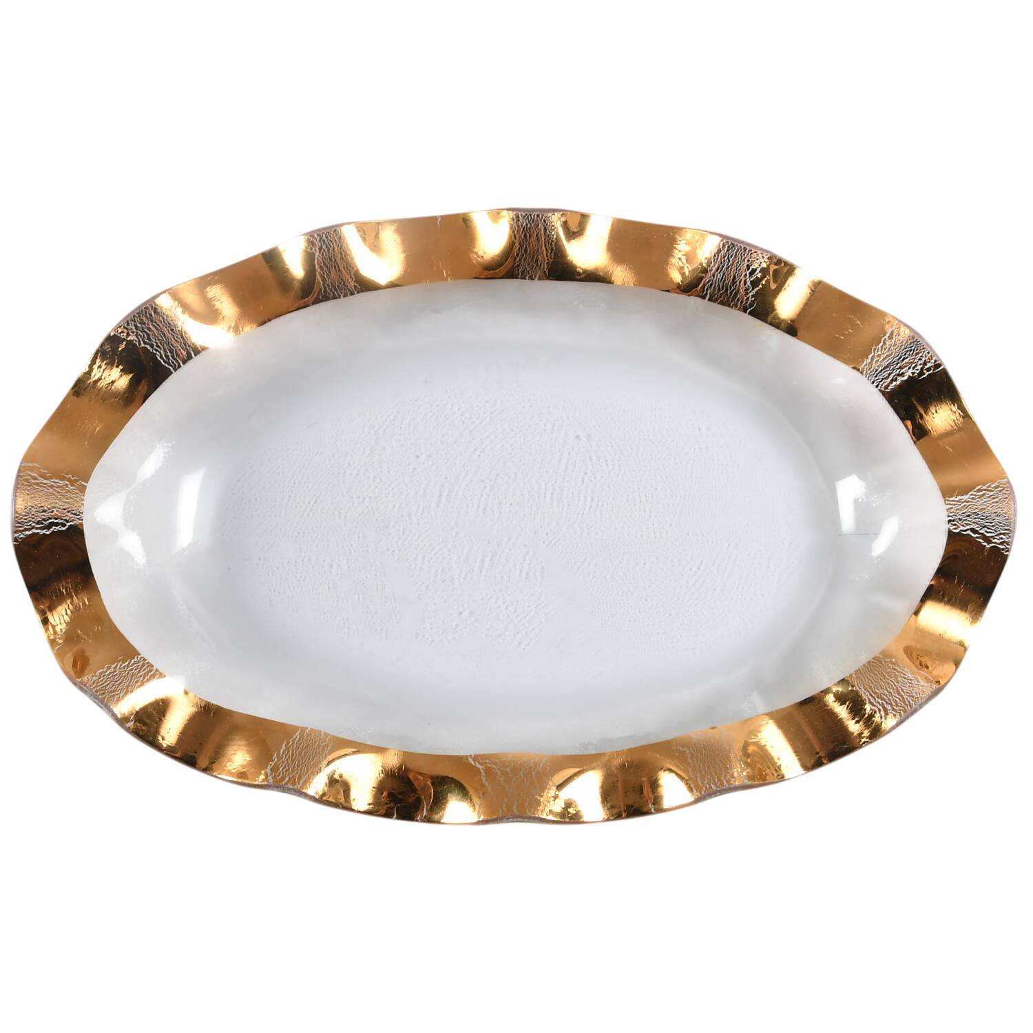 Ruffle Gold 14" Oval Platter by Annieglass-1