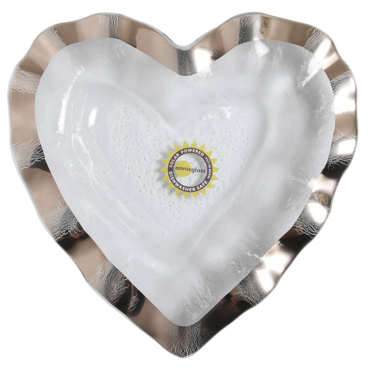 Ruffle Platinum 8" Heart Bowl by Annieglass-1