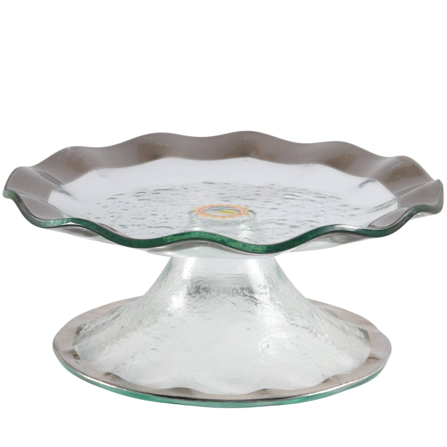 Ruffle Platinum 9" Diameter Pedestal Cake Stand by Annieglass-1