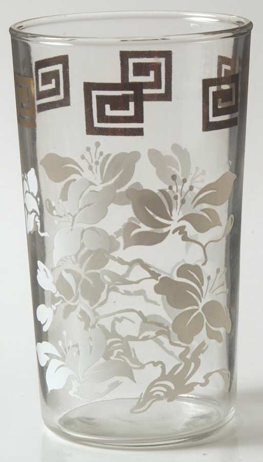 White Leaves and Gold Grecian Key 11 Oz Flat Tumbler by Anchor Hocking-1