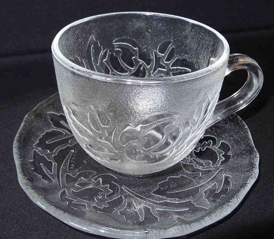 Rosa Clear Cup & Saucer Set by Arcoroc-1