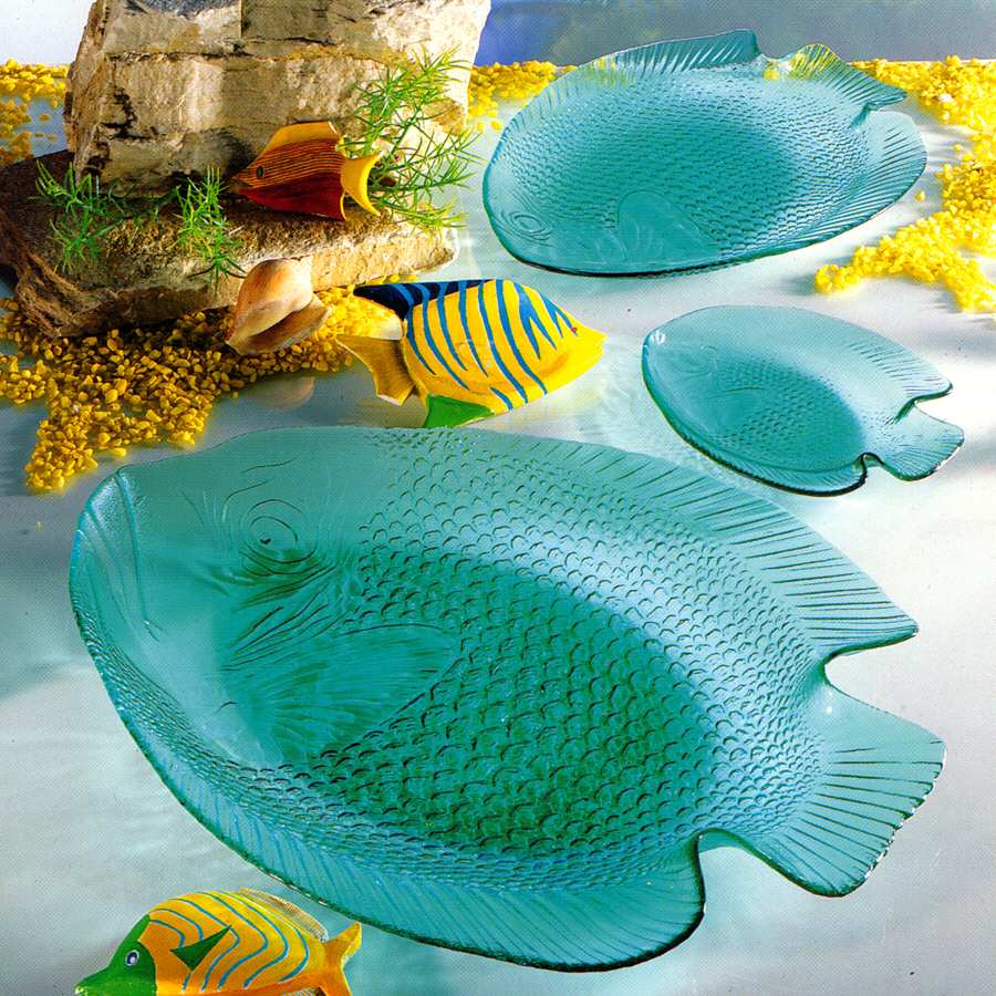 Poisson Turquoise 13" and Over, Platter by Arcoroc-1