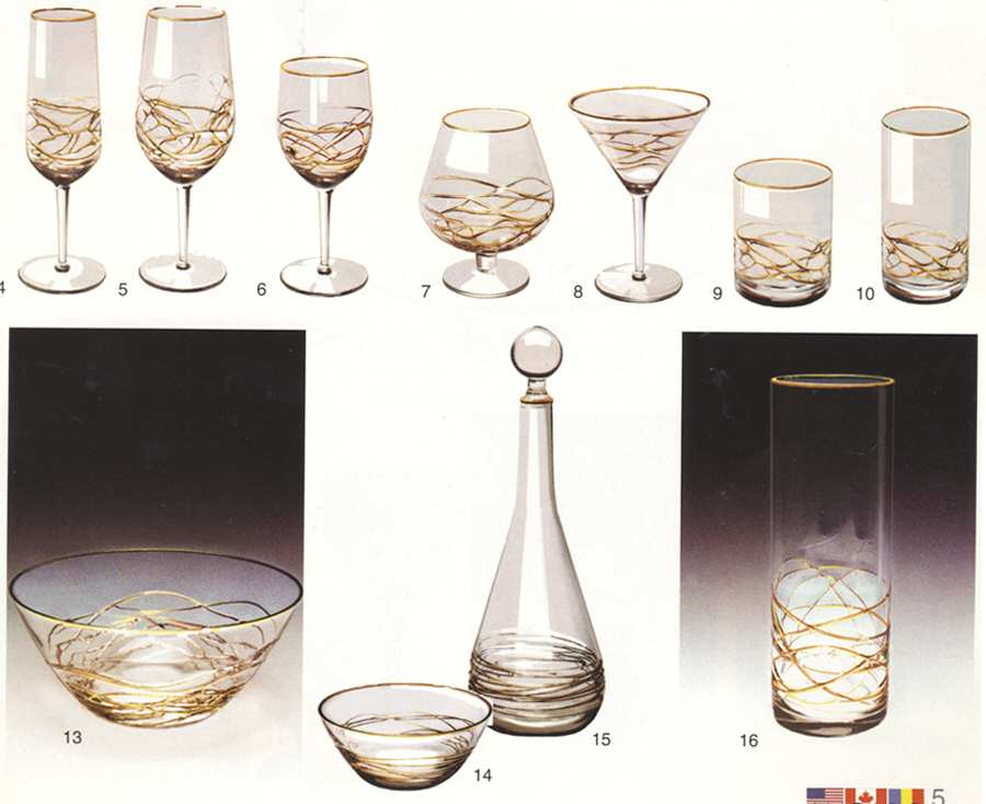 Gold Net Water Goblet by Amcaro Crystal-1