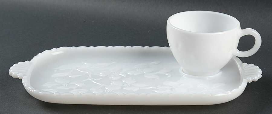 Informal Milkglass (Teardrop) Snack Plate & Cup Set by Hazel-Atlas-1
